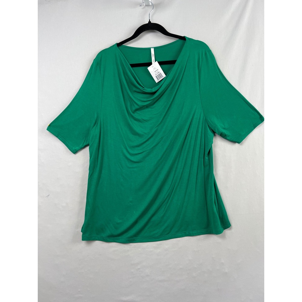 Jillian Nicole Cowl Neck Top Women 1X Kelly Green NEW Short Sleeve
